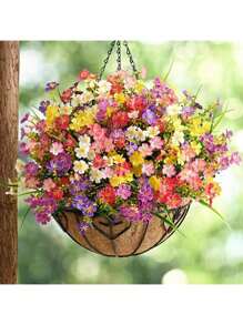 1/5 件混色黄花-白色、橙色、莲花、紫色人造花叶仿真植物，适用于婚礼装饰、订婚装饰、塑料花和绿植，适用于室内外墙壁拱门装饰、春夏装饰、情人节人造植物、塑料花、餐桌摆件 - 彩色 - 查看 3