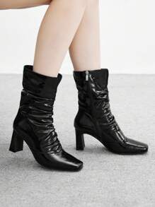 CUCCOO BIZCHIC Women's Pointed Toe Ruched Fashionable Ankle Boots And Ankle Boots - Black - View 5