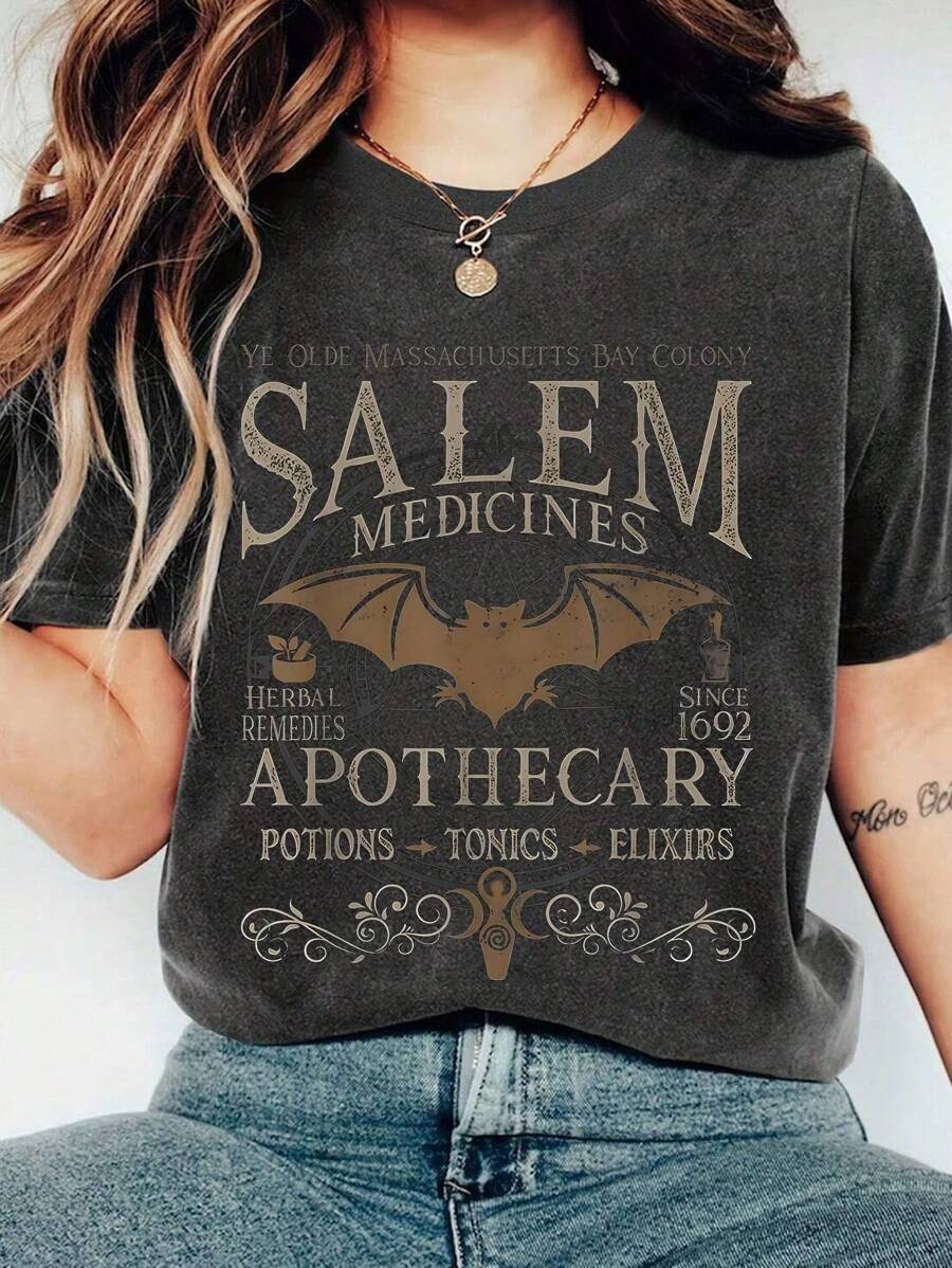 SHEIN LUNE 度假、春季、休闲女装、春季女式T恤 - 灰色 - 查看 1