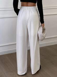 DAZY Women's Loose Linen Wide Leg Pants, Casual Trousers For Autumn - Beige - View 2