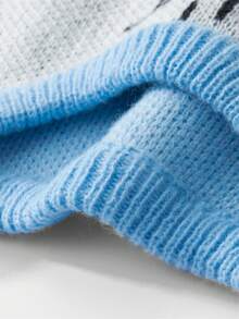 Claim Dot Men's Baby Blue Cute Christmas Cartoon Cat Pattern Crew Neck Loose Fit Casual Sweater - Blue - View 5