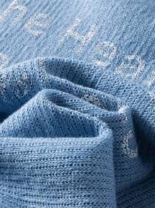 Manfinity Hypemode Men's Casual Letter Print Sweater, Autumn/Winter Back To School - Blue - View 6