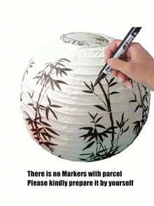 SHEIN 2 Stücke weiße runde Papierlaterne Set für Hochzeit, Party, Weihnachten, Jubiläum Dekoration, DIY Malerei Requisiten Lampenschirm - Weiss - Übersicht 4