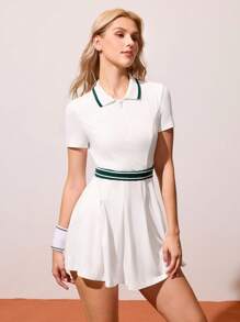 CourtClass 针织运动户外网球拼色拼接时尚女式连衣裙