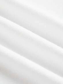 SHEIN EZwear Plus Size Knit Short Sleeve T-Shirt With Eagle & Letter Print - White - View 5