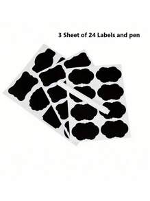 SHEIN 1 套 12 个食品储存容器/24 张贴纸和笔套装，冰箱和便当餐盒，含 24 张贴纸和笔