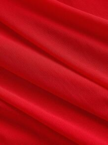 SHEIN MOD 女士红色喇叭袖美人鱼连衣裙，适合生日、复古、2000年代风格、仙女风、节日、哥特风、婚礼宾客礼服、生日礼服、派对礼服、仙女风、外出礼服、秋季婚礼宾客礼服、红色长袖褶皱长款连衣裙，适合婚礼宾客派对，柔软弹力网纱面料，优雅浪漫风格，方领修身连衣裙，适合正式晚宴、鸡尾酒会、订婚晚宴、宴会、节日活动等场合。 - 紅色 - 查看 4