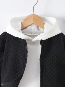 Young Girl Striped Long Sleeve Zip-Up Casual Baseball Jacket - Black - View 7