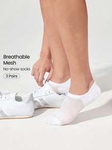 GLOWMODE 3双装 Soft Step 防滑网眼鞋底徽标棉混纺袜子日常休闲度假工作服