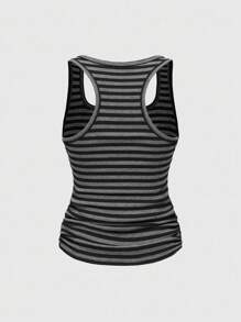 J-Fashion Áo hai dây không tay cổ khoét sâu sọc đen gợi cảm phong cách lễ hội âm nhạc Y2K cổ điển dành cho nữ - Nhiều màu - Xem 4