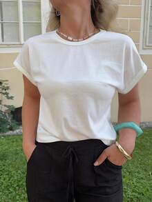 Jeta Ari Camiseta de manga murciélago de cuello redondo - Blanco - Ver 3