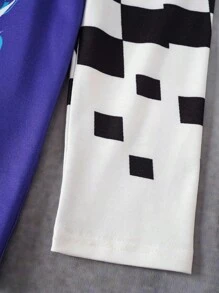 Batwheels X SHEIN Tween Boy Casual Street Style Racing Car & Slogan Graphic Checkered Long Sleeve T-Shirt, Spring/Autumn Cars Shirt For Boys Race Car Clothes Boys Full Sleeve T Shirts Cartoon