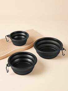 1pc Solid Foldable Pet Travel Bowl Dog Outing Dog Stuff