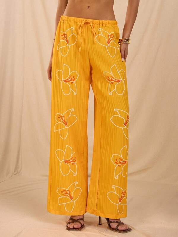 SHEIN Forever 21 Spring & Summer Women Romantic/Prom/Formal/Birthday/90s/Business Casual Woman/Elegant/Western Wear/Going Out/Fashion/Casual/Y2k/Club/Office /Cocktail/Vintage/Rave Festival/Funny/Classy/Old Money/Streetwear/Vacation/Country Concert/Work/Modest/Spring Break/Bachelorette/Concert/Baddie/Basic/Graduation/Low Rise Baggy Straight Leg Flower Pants