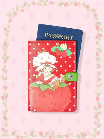 Red Polka Dot & Cartoon Pattern Fashion Portable Large Capacity Cute Passport Holder