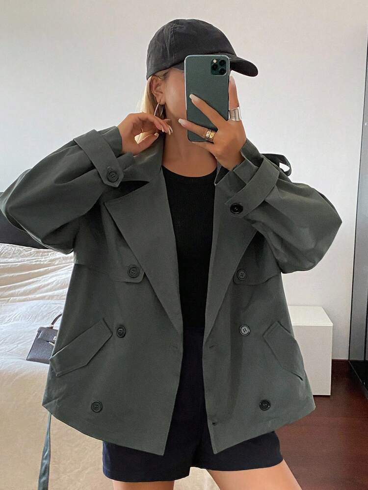 Women's Lace-Up Casual Short Trench Coat Women Jacket,Fall Women Clothes