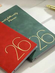 SHEIN 1pc A6 2026 Planner Notebook, Portable Schedule Notebook, 365-Day Time Management Notebook, Weekly & Daily Planning, Journal, Back To School/Start Of School Year Gift