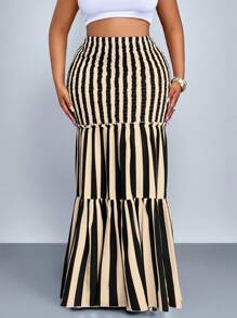 SOLERSUN Váy dài chấm bi họa tiết sọc xanh trắng, kiểu dáng thanh lịch, giản dị, gợi cảm, thời trang mùa thu cho nữ, quần áo nữ, vải thu đông cho nữ, cỡ lớn, thời trang mùa thu cho nữ - màu đen - Xem 5