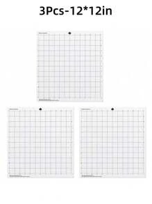 3PCS Cutting Machine Special Pad 12 Inch Measuring Grid Replacement Translucent PP Material Adhesive Mat With Clear Film Cover For Silhouette Cameo Plotter Machine - Clear - View 4