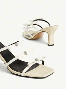 CUCCOO CHICEST Women's Fashionable Beige Elegant Bow Decor High Heel Sandals - Beige - View 10