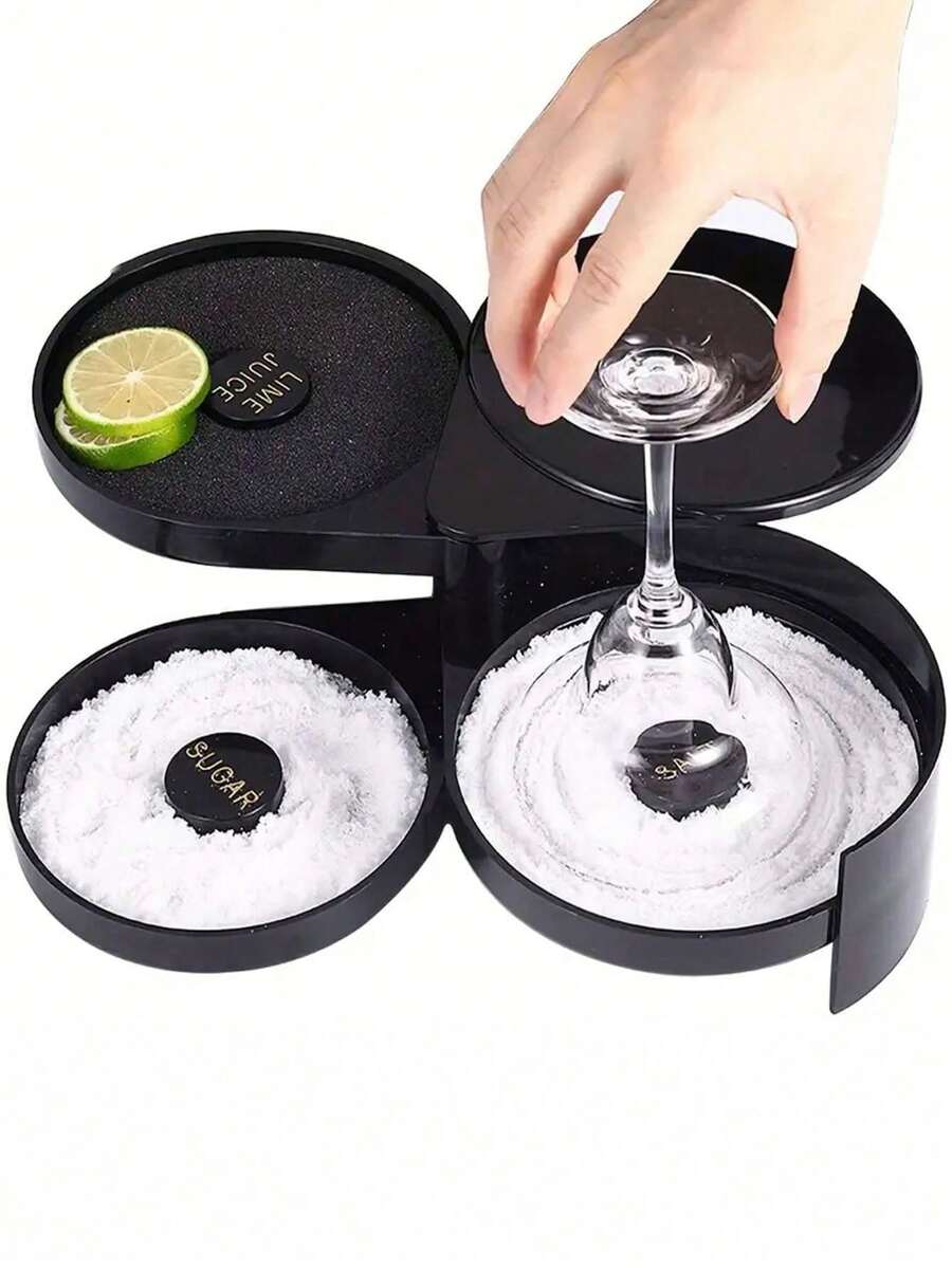 SHEIN 1pc 3-Tier Bar Glass Rimmer For Margarita And Cocktail, Restaurant Catering Bartender Tool, Salt Box Spice Container