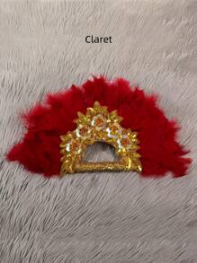 SHEIN 1 Afro-Style Feather Fan, An Elegant Bridal Look For Costumes, Dance Performances, Tea Parties And Wedding Decorations