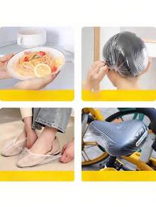 SHEIN Thick Large Multifunctional Transparent Hair Shower Cap, Waterproof Hair Protection Cap For Daily Use, Outdoor, Hotel, Travel, Essential Hair - transparent - View 4