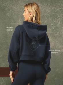 GLOWMODE X Harry Potter Everyday Fleece Hogwarts Soft Warm Lightweight Relaxed Fit Cropped Hoodie Sweatshirt Daily Casual Wear Fall Winter - Iron Gray - View 4