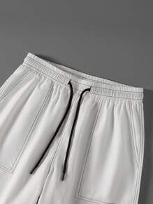 Manfinity EMRG Quần short nam dáng rộng, cạp chun, in chữ, quần short thường ngày, quần short oversize, quần short hàng hóa màu trắng cho nam - trắng - Xem 3