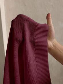 Manfinity Homme Men's Solid Color Short Sleeve Knit Top And Knit Shorts Casual Co-Ord Set , Fall Clothes - Burgundy - View 8