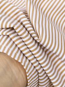 SHEIN Tween Girl Striped Sun Protection Shirt, Japanese And Korean Style, Spring And Summer,Holiday,Summer,Travel Fall Winter - Brown - View 3