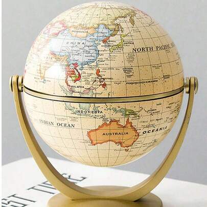 SHEIN 1 件复古美式风格装饰浮动地球仪，3D 浮雕奢华高端小尺寸桌面装饰，适用于书房/办公室、家居装饰、厨房装饰、房间装饰、派对装饰、装饰工艺品、桌面摆件、桌面装饰摆件、派对礼品装饰、圣诞装饰、圣诞礼物。