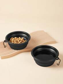 1pc Solid Foldable Pet Travel Bowl Dog Outing Dog Stuff