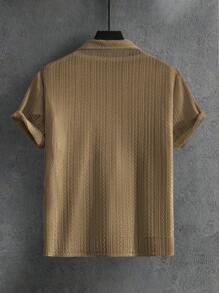 Manfinity Homme Camisa de manga corta de unicolor casual para hombre talla grande, verano - Café integral - Ver 2