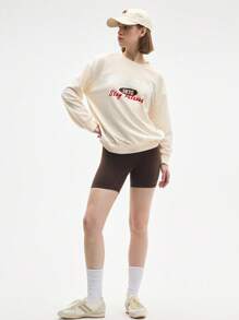 Easify SHEIN Sport Damen Loose Fit Sweatshirt mit Buchstaben-Muster, Rundhalsausschnitt, Langarm
