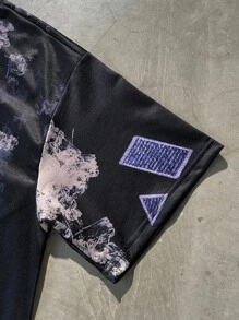 Claim Dot Stylish Versatile Street Embroidery Hoodie & Fitted Black T-Shirt - Black - View 3