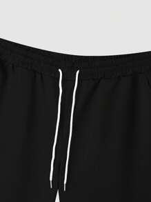 Manfinity Homme Herren Große Größen Set aus Rundhals Kurzarm Lässig T-Shirt mit Buchstaben-Muster und Shorts mit Kordelzug Taille - Verschiedenfarbig - Übersicht 4