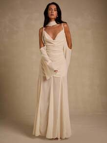 Glamine Schulterfreies Kleid mit asymmetrischem Saum, champagnerfarbenes Abendkleid, champagnerfarbenes formelles Kleid, elegante Abendkleider, glamouröses Kleid, Kleid für das Probeessen, Kleid für Hochzeitsgäste, Damen, neu in der Damenbekleidung, edle Outfits für Damen, Kleid für das Halloween-Probeessen, Brautkleid für die standesamtliche Trauung, elegantes Kleid, champagnerfarbenes Kleid