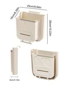 SHEIN 1件装折叠家用垃圾桶厨柜门式垃圾桶家庭厨房垃圾分类浴室卫生间收纳纸篓 - 彩色 - 查看 9