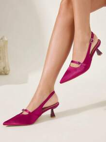 CUCCOO CHICEST Women's Pointed Toe Cutout Buckle Strap Mid Heel Pumps, Elegant Commuter Minimalist Purple-Red Slip-On High Heels, Suitable For Work, Date, Afternoon Tea, Christmas, Thanksgiving - Burgundy - View 6