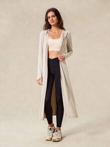 OutZeal Damska kurtka przeciwsłoneczna z filtrem UV UPF50+, szybkoschnąca, dopasowana, długa, outdoorowa, z maską, na co dzień, na co dzień - Kolor khaki - Zobacz 9