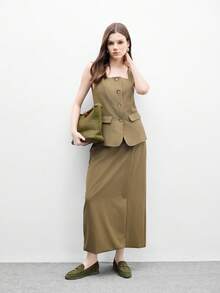 CUCCOO BIZCHIC 女式绒面革舒适平底乐福鞋，军绿色鞋子，适合通勤、户外、购物、工作、日常穿着，百搭 - 軍綠色 - 查看 10