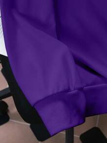 Rick and Morty X SHEIN Men's Cartoon Figure Graphic Purple Hoodie Sweatshirt - White - View 5