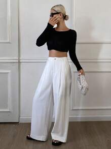 DAZY Women's Loose Linen Wide Leg Pants, Casual Trousers For Autumn - Beige - View 7