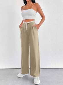 EURMUSE PETITE WOMEN BOTTOM BLACK AND WHITE COMFORT PANT - Krem - View 7