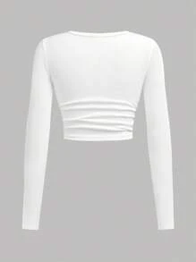 Girlism Tween Girls Casual Star Print White Long-Sleeved T-Shirt + Black Straight Leg Cargo Pants 2 Pieces Set, Spring, Autumn And Winter,Back To School,Casual Sports Street Style Suit Y2k Outfits Girl Y2k Outfit Star Print Outfit Fall - Black and White - View 5