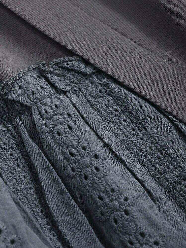 Women's Summer Solid Color Round Neck Drop Shoulder Casual T-Shirt With Ruffled Hem