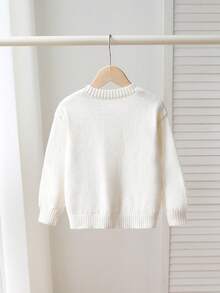 Girls' Handmade Grape Decor Thick Knitted Cardigan - Apricot - View 2