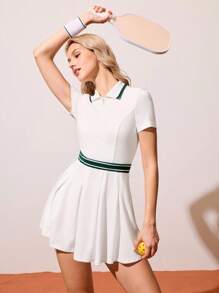 CourtClass 针织运动户外网球拼色拼接时尚女式连衣裙