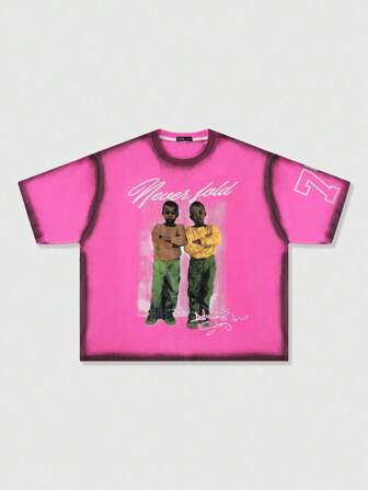 Street Life Camiseta holgada de verano con gráfico de retrato casual para hombres